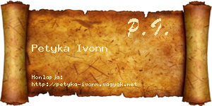 Petyka Ivonn névjegykártya